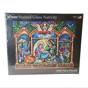 Vermont Christmas Company Stained Glass Nativity Jigsaw Puzzle 1000 Piece NEW